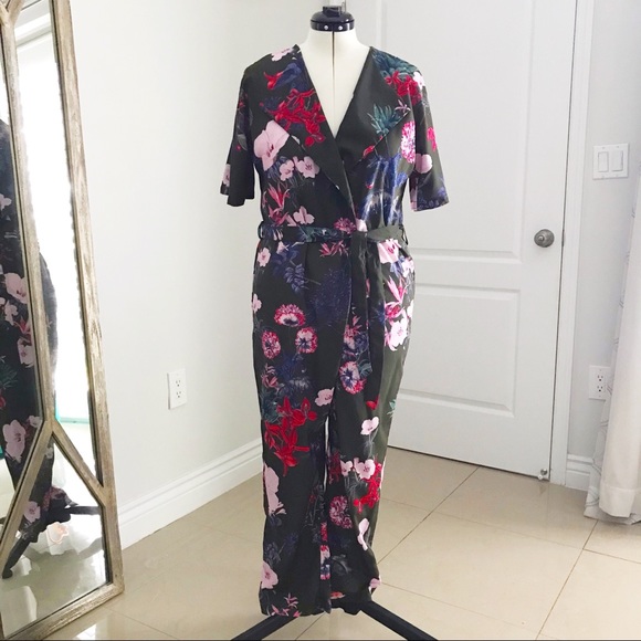 ASOS Wrap Jumpsuit with Self Belt in Print - Picture 1 of 8